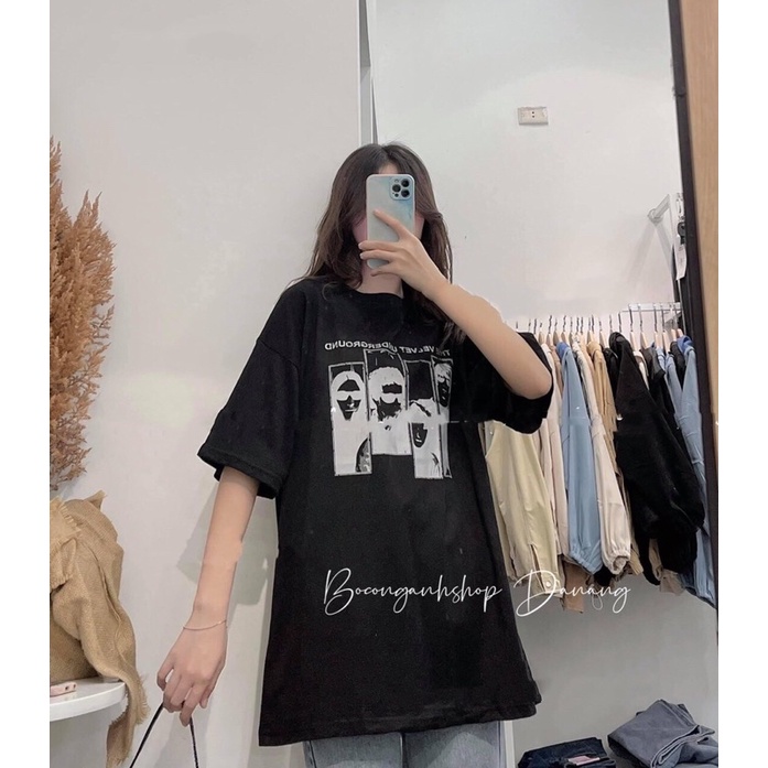 Áo Thun The Velvet AH61 Mác 3158 Form To Rộng Unisex Hàng Quảng Châu Chất Tuyết Nhung Loại 1