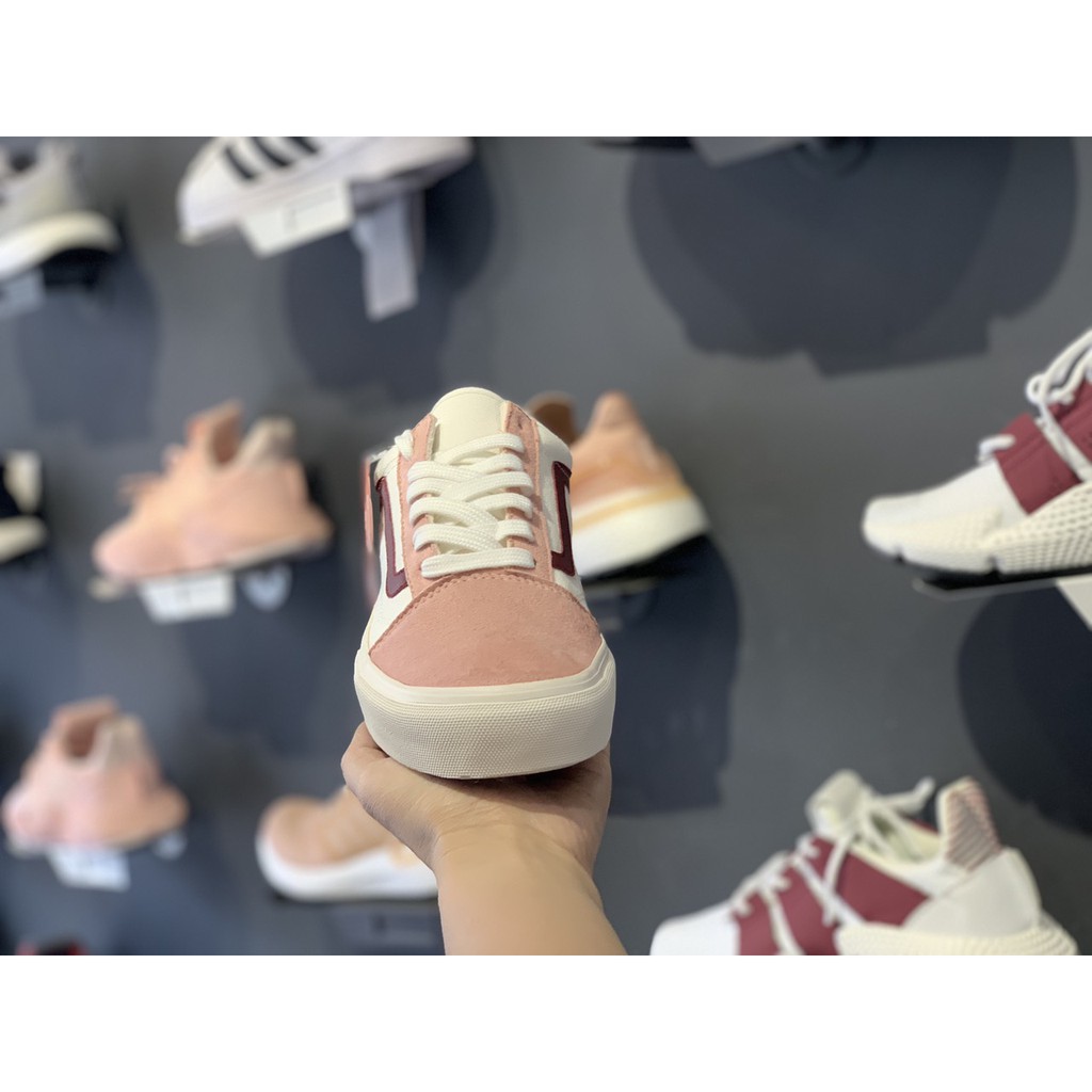 Giày thể thao/ Sneaker Van hồng kẻ đỏ (Full box + Tặng kèm tất sneaker)