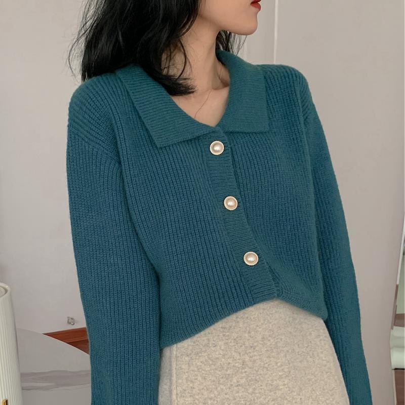 Áo khoác cardigan dệt kim dáng rộng kiểu Hàn cổ điển dễ phối đồ dành cho nữ