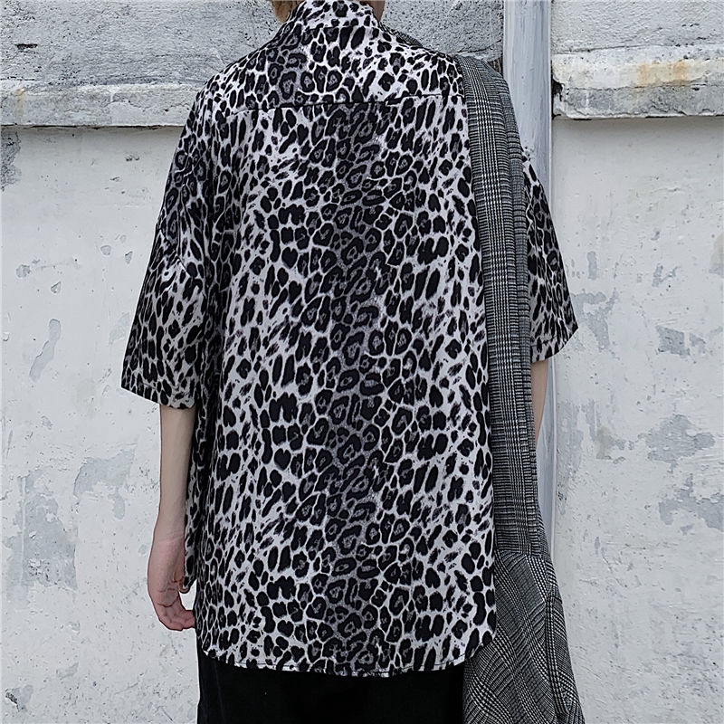Áo Sơ Mi Tay Ngắn Dáng Rộng Hoa Văn Họa Tiết Da Báo Cá Tính | BigBuy360 - bigbuy360.vn
