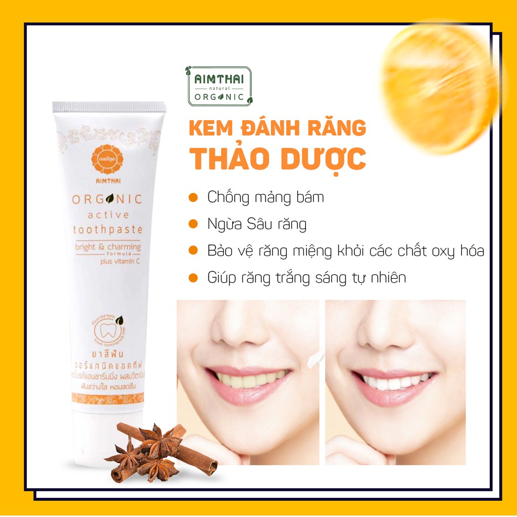Kem Đánh Răng AIMTHAI Plus - Thảo Dược ORGANIC giúp chắc khỏe răng - thuocviet24h