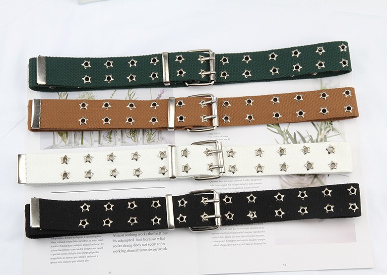 Thắt Lưng Vải Bố Đục Lỗ Hình Ngôi Sao Thời Trang