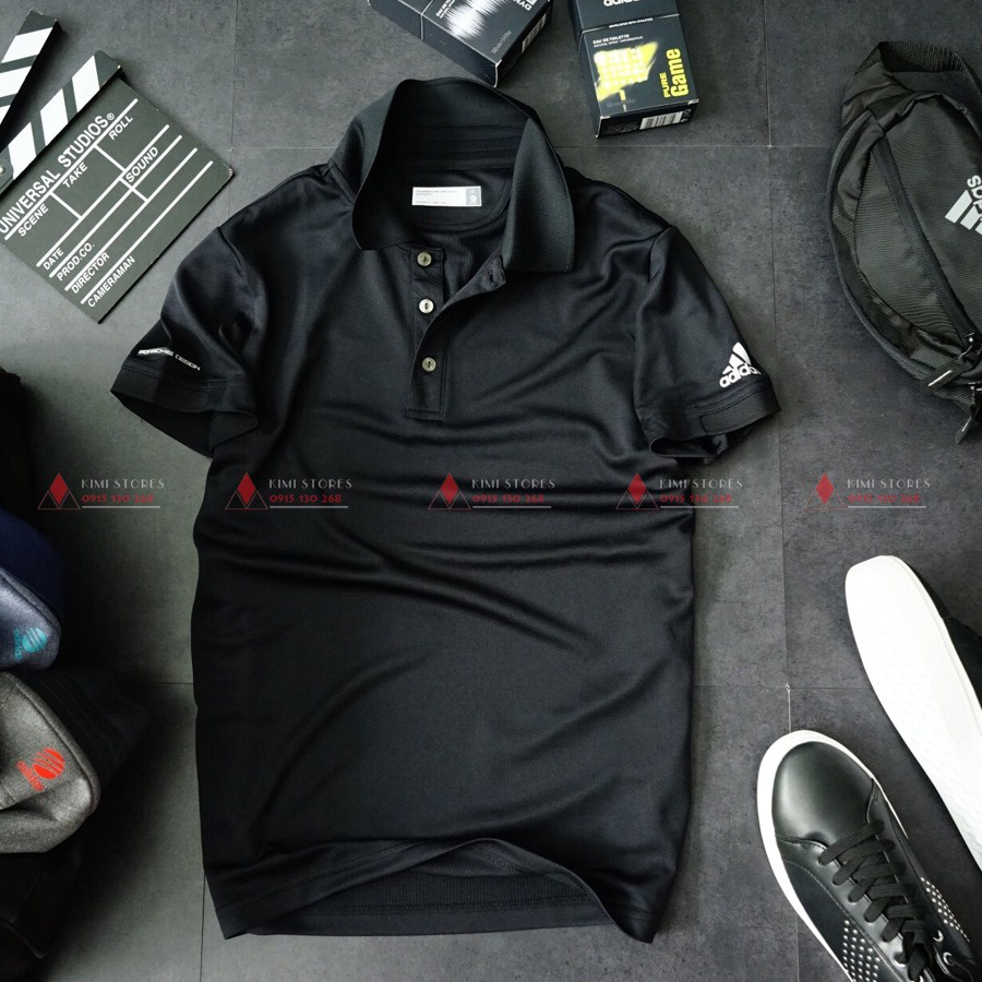 Áo thun nam có cổ áo polo thể thao golf, tennis cộc tay Adidas Porshe Design Sport vải jersey co giãn thoáng mát hiệnđại