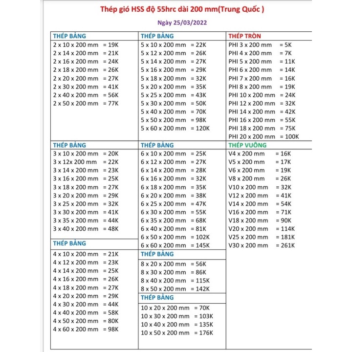 Thép gió hss vuông ,độ cứng 55 hrc vuông 4mm,5,6,8,10,12 x 200 mm