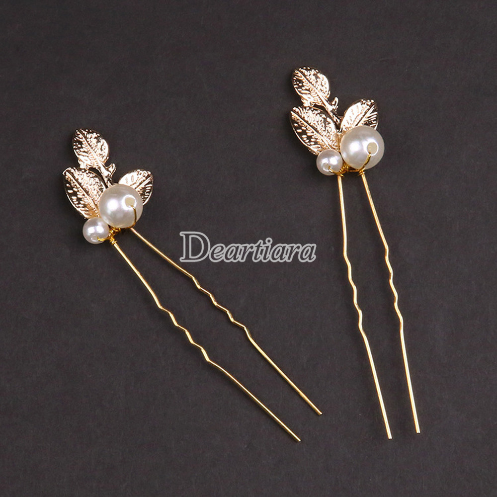 Trâm cài tóc chữ U đính ngọc trai nhân tạo thời trang dành cho cô dâu