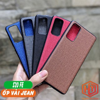 Ốp lưng samsung s20 fe chống vân tay nhựa cứng viền đen giả vải JEAN 1 màu phụ kiện điện thoại huỳnh tân store