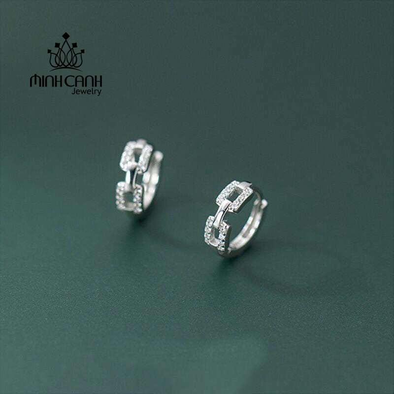 Bông Tai Bạc Hình Chữ Nhật Đan Minh Canh Jewelry