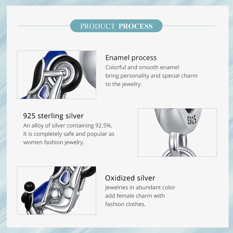 Hạt Charm bạc 925 Hình Xe Máy Bamoer