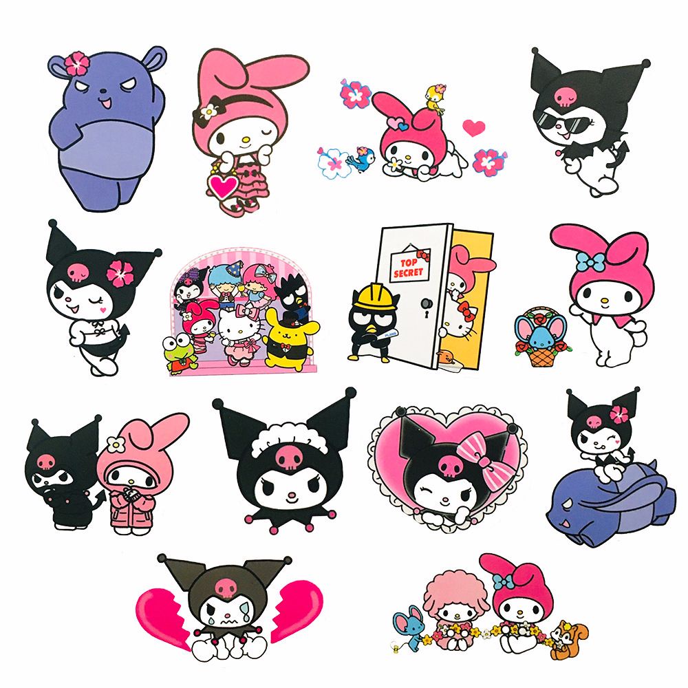 Bộ 50 Miếng Dán Trang Trí Điện Thoại / Vali / Đàn Ghi Ta / Ván Trượt Họa Tiết Hoạt Hình Kuromi Graffiti Chống Nước