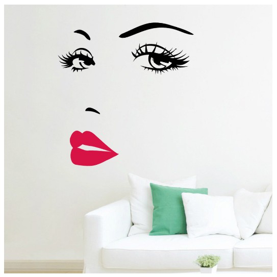 Decal dán tường mắt môi -D0095431