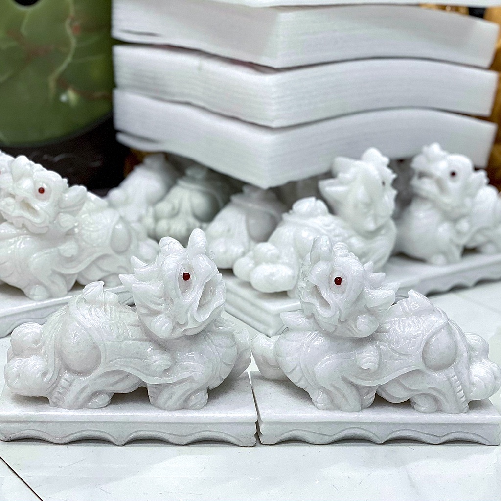 Cặp Tỳ Hưu Phong Thủy Đá Tự Nhiên Dài 20cm - Chạm Khắc rõ nét, Tinh Tế