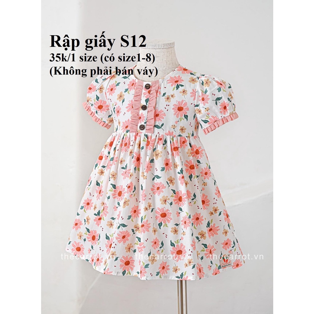 RẬP GIẤY VÁY BÉ S12 (KHÔNG PHẢI BÁN VÁY-đây là bản thiết kế bằng giấy)