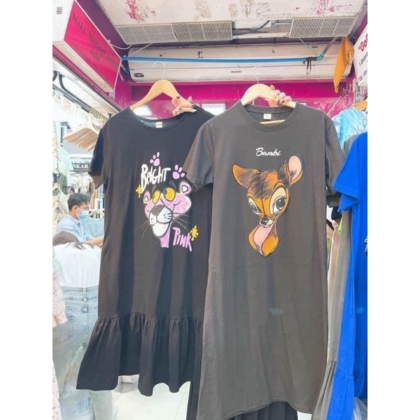 Đầm thun hoạ tiết oversize thái lan