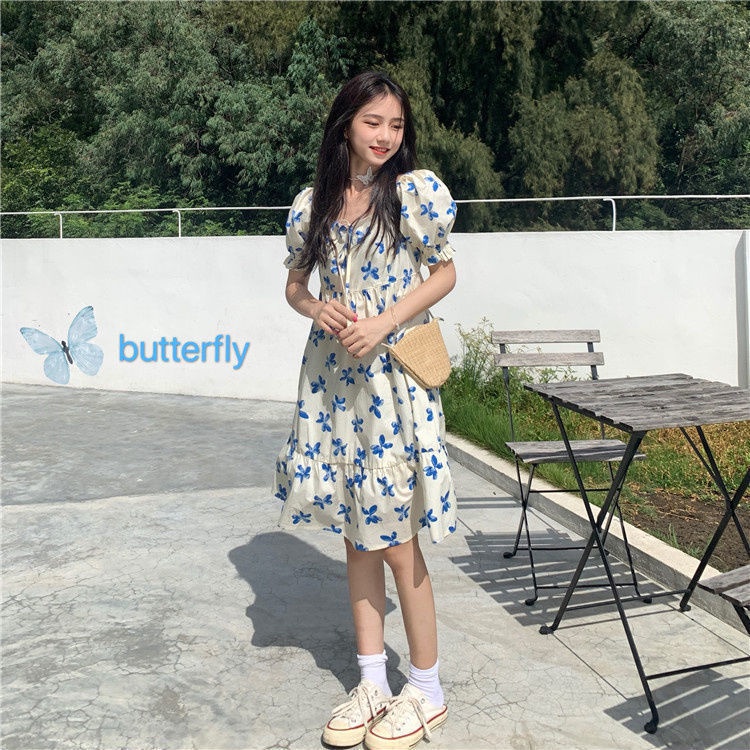 Đầm tay phồng in họa tiết thời trang Pháp FAGREEN245 10% 30K 99K