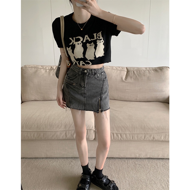 622122#Áo Thun Dệt Kim Tay Ngắn Hở Vai Dáng Ôm Thời Trang Mùa Hè Dành Cho Nữ