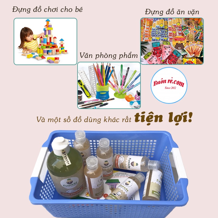 Rổ đựng đồ chữ nhật có quai cầm  Việt Nhật - Khay chữ nhật đựng tài liệu đa năng - Br 01371