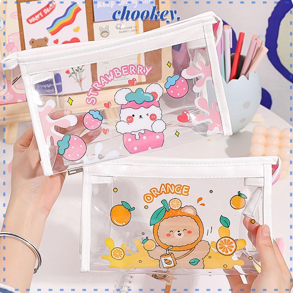 Túi Đựng Bút Trong Suốt Hình Tam Giác Họa Tiết Hoạt Hình