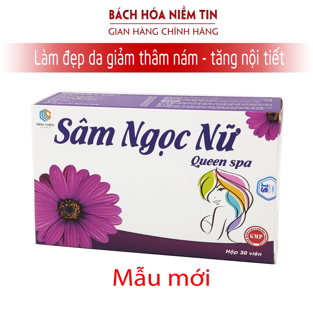 Viên uống tăng nội tiết tố nữ SÂM NGỌC NỮ Queen Spa, giảm nám sạm da, ổn định vòng kinh, tăng sinh lý nữ - Vỉ 30 viên