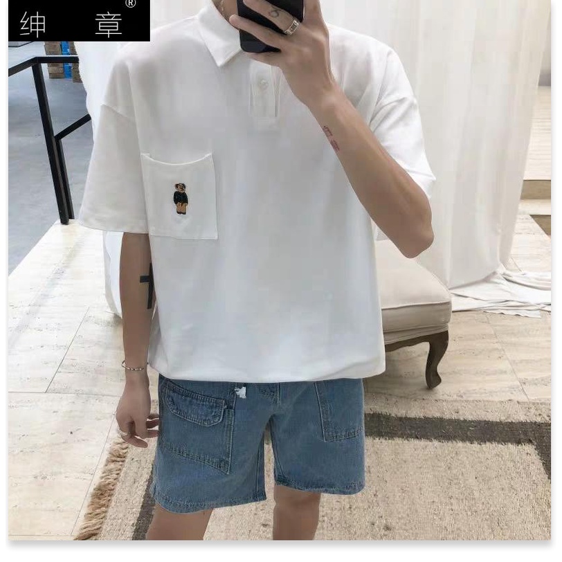 áo thun form rộng tay lỡ cổ bẻ, chất vải siêu mịn