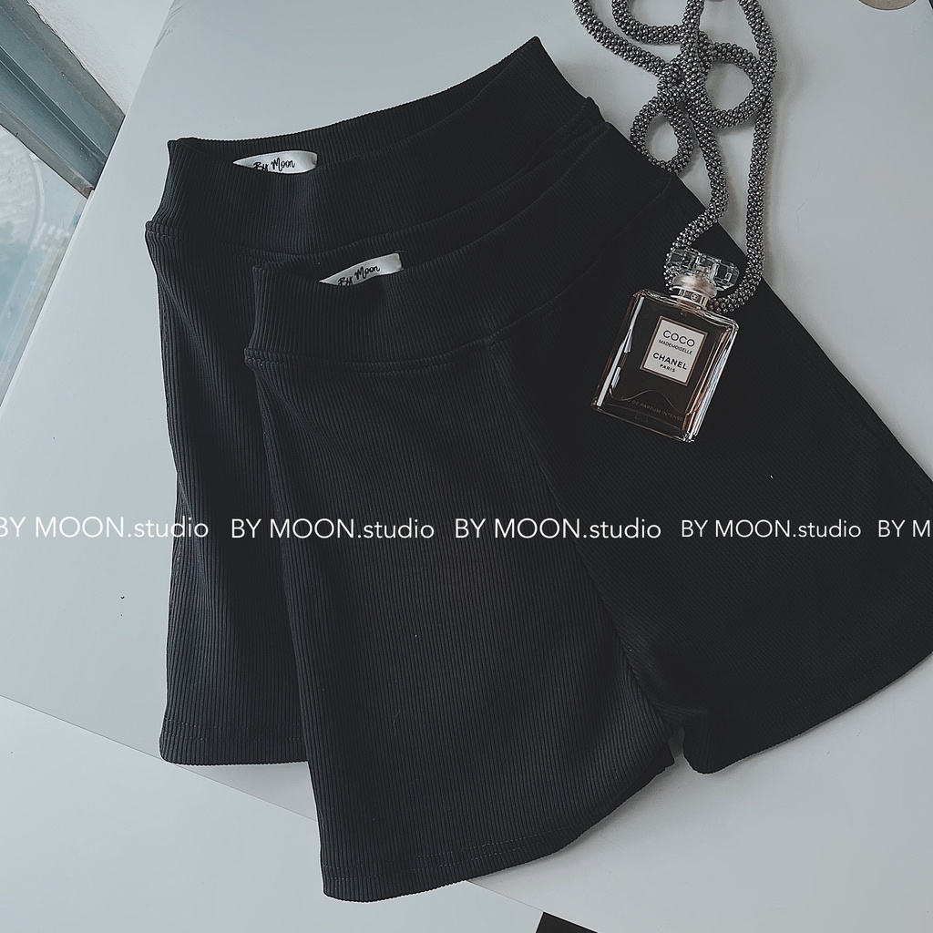 Quần legging đùi quần short biker gân tăm dáng ngắn nữ cạp cao co giãn 4 chiều  gen bụng  eo thon tôn dáng BY MOON Q001