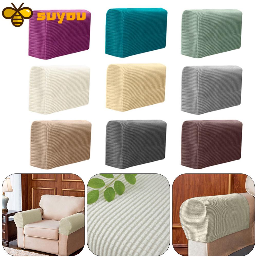 Bộ 2 Vỏ Bọc Tay Vịn Ghế Sofa Màu Trơn Co Giãn Chất Lượng Cao Nhiều Màu Tùy Chọn