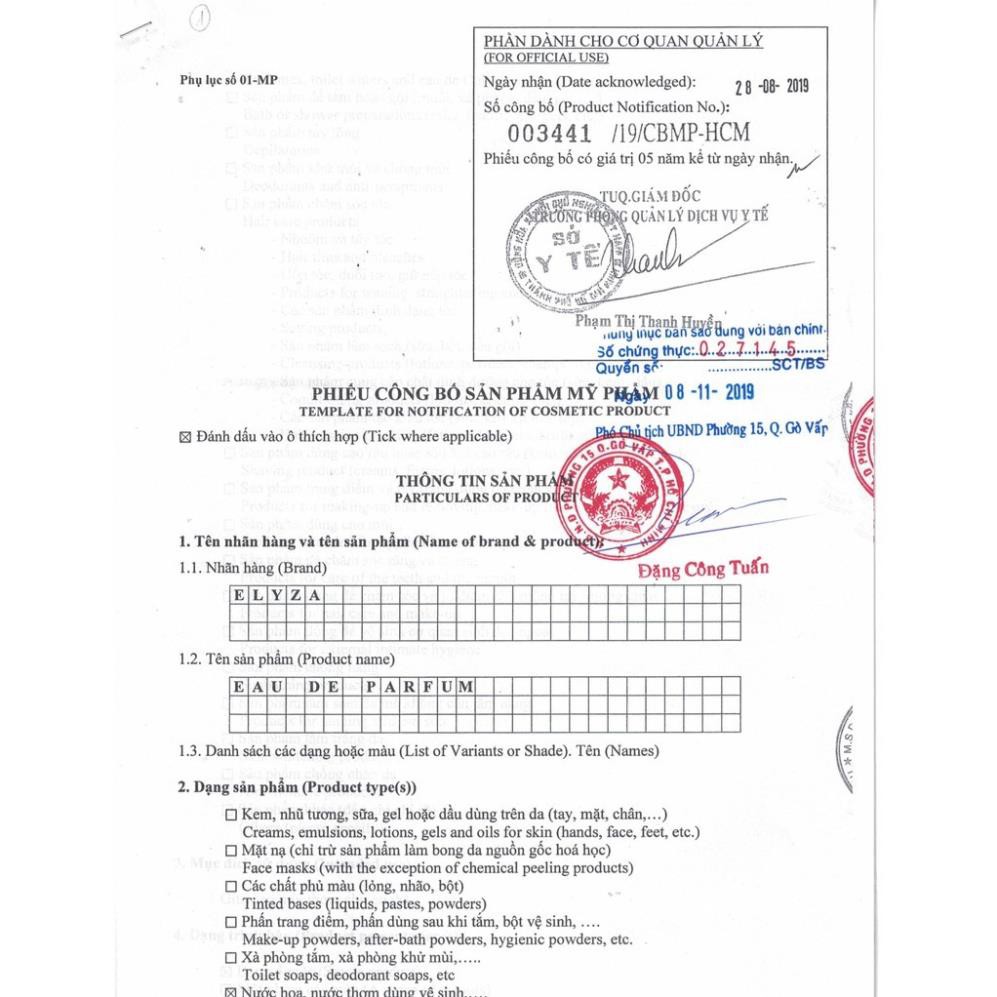 Nước Hoa Nữ Elyza Hương Thị Lôi Cuốn Ngọt Ngào 2ml TĐl Nhàn Trương