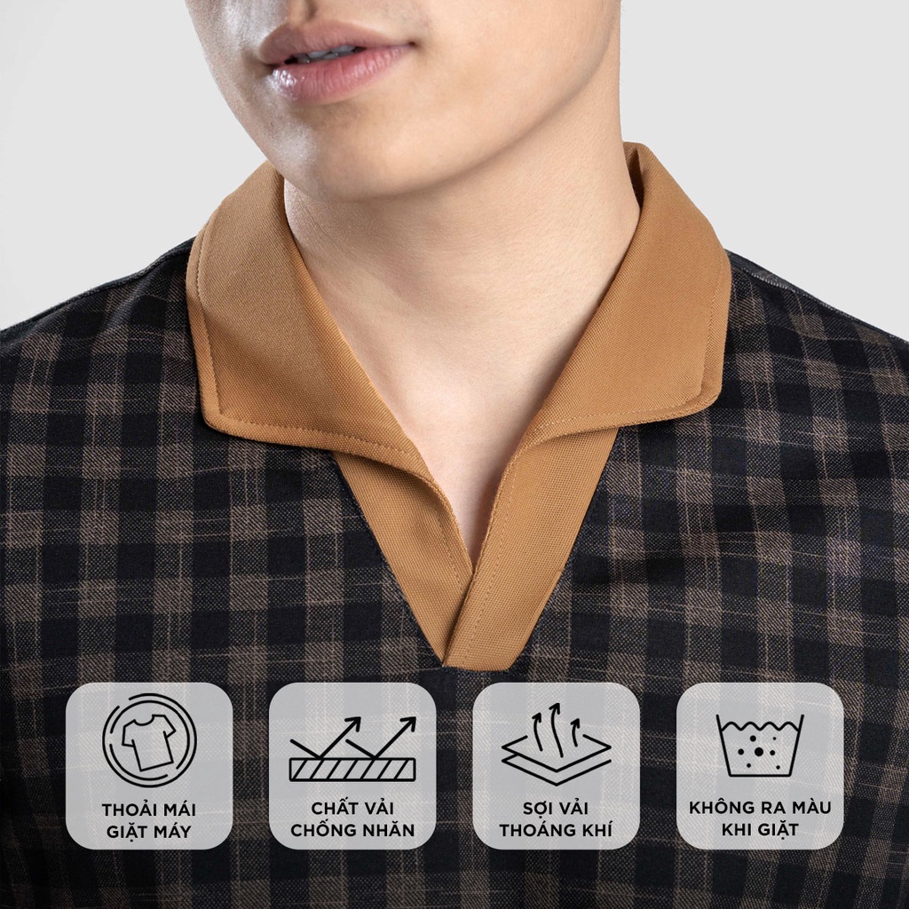 Áo thun POLO nam NOLAN sọc caro vải vải Cotton Jacquard xuất xịn,chuẩn form,trẻ trung, thanh lịch - HAPPYHOW