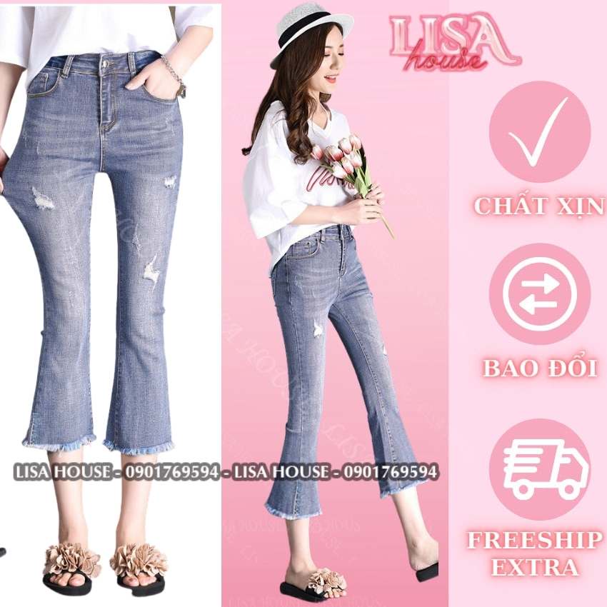 QUẦN JEAN LOE LỬNG CẠP CAO, XẺ GẤU, RÁCH GẤU XANH XƯỚC NHẠT , SIÊU CAO, QUẦN ỐNG BÁT NỮ VINTAGE