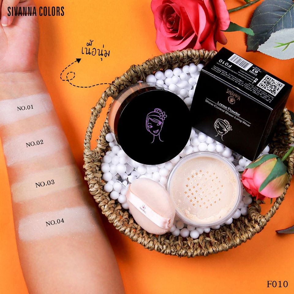 [Auth Thái] Phấn Phủ Kiềm Dầu Dạng Bột Sivanna Loose Powder Tone Tự Nhiên F010 - Phấn Phủ Bột Kiềm Dầu Sivanna