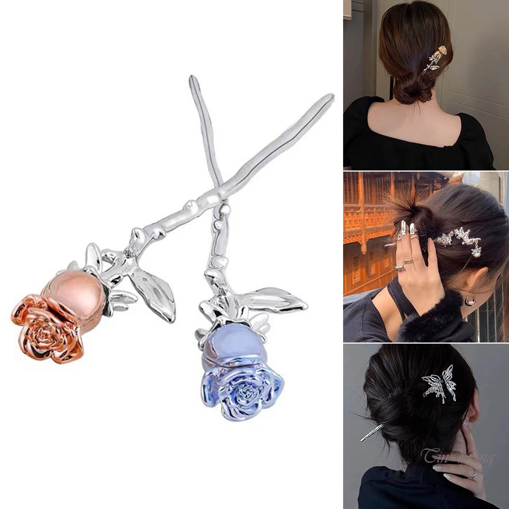 GETNOIVAS Kẹp Tóc Kim Loại Hình Hoa Hồng Đơn Giản Dễ Sử Dụng Phụ Kiện Chụp Ảnh Đẹp Mắt Cho Nữ Giới