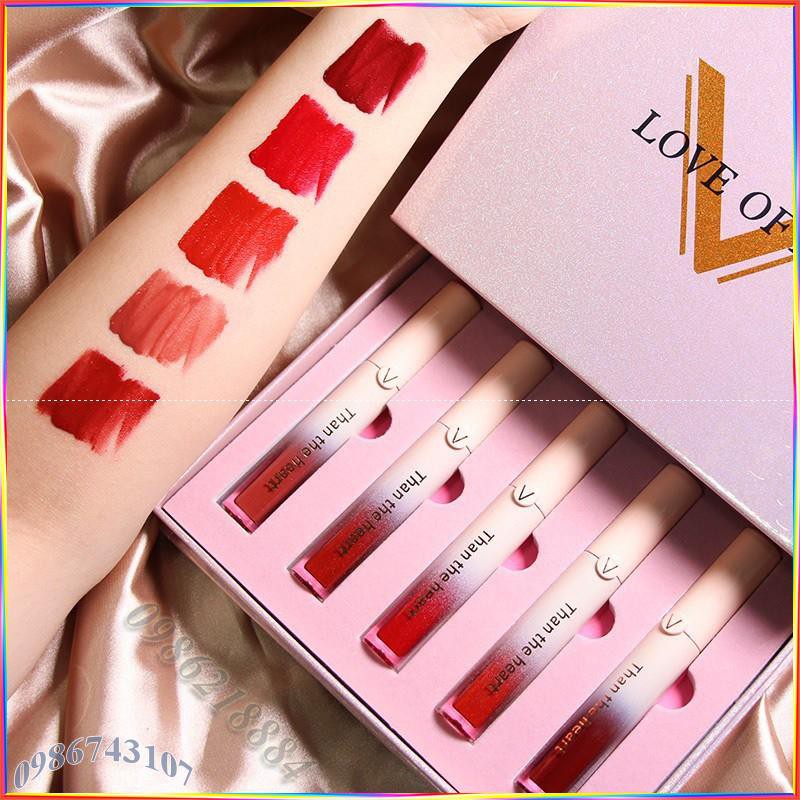 Bộ son kem VDE Love Of Lip hộp quà tặng 5 lọ ADE1 | BigBuy360 - bigbuy360.vn