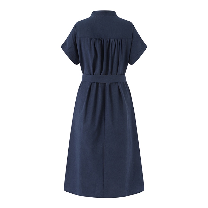 Đầm Zanzea tay ngắn màu trơn phối thắt lưng phong cách Hàn Quốc thời trang cho nữ