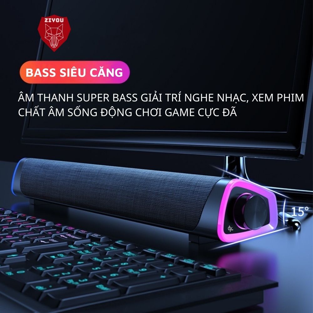 Loa Bluetooth Vi Tính, Máy Tính Để Bàn Ziyou V8 Âm Thanh Sống Động Super Bass, Có LED Rgb, Kết Nối Điện Thoại,Laptop,PC