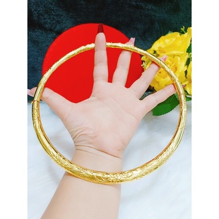 Kiềng cổ cưới dẹp chạm hoa loại 1 chuẩn 24k E07