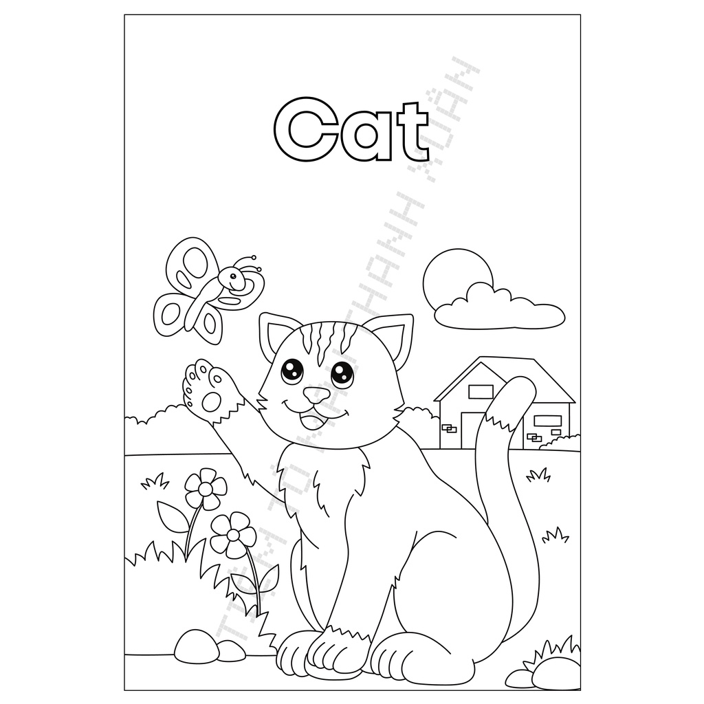 Set 50 Tờ Tranh Tô Màu Hình Động Vật Có Từ Tiếng Anh Size A5 Cho Bé Màu Sáp, Màu Chì - Tiệm Tô Màu Thanh Xuân