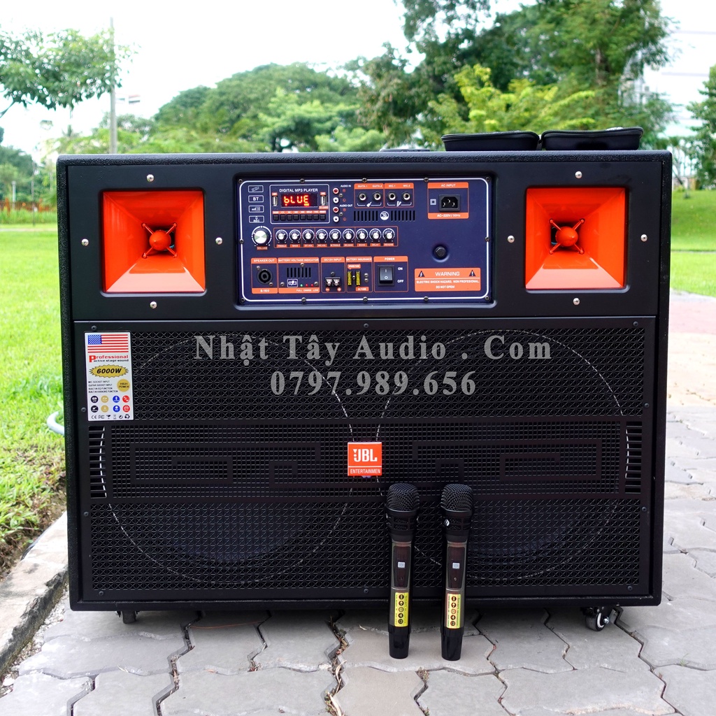 Dàn karaoke di động công suất lớn NT 9500K, Loa kẹo kéo 2 bass đôi 40 cao cấp