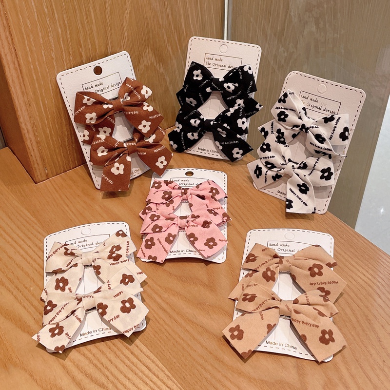 Kẹp Tóc Ruy Băng Họa Tiết Hoa Dễ Thương Dành Cho Bé Gái