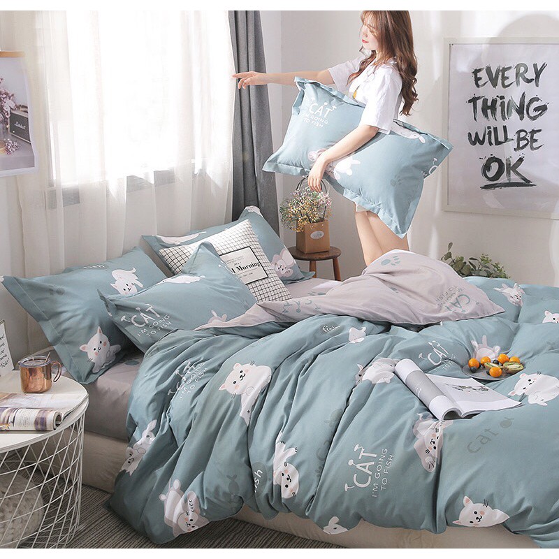 Ga gối poly cotton nhập khẩu bộ 4 món Chăn, ga , 2 vỏ gối | BigBuy360 - bigbuy360.vn