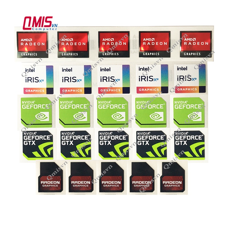 1 CÁI TEM LOGO AMD Radeon Graphics Nvidia Geforce, tem dán logo card đồ họa RTX GTX iRISxe AMD RYZEN RADEON - STICKER