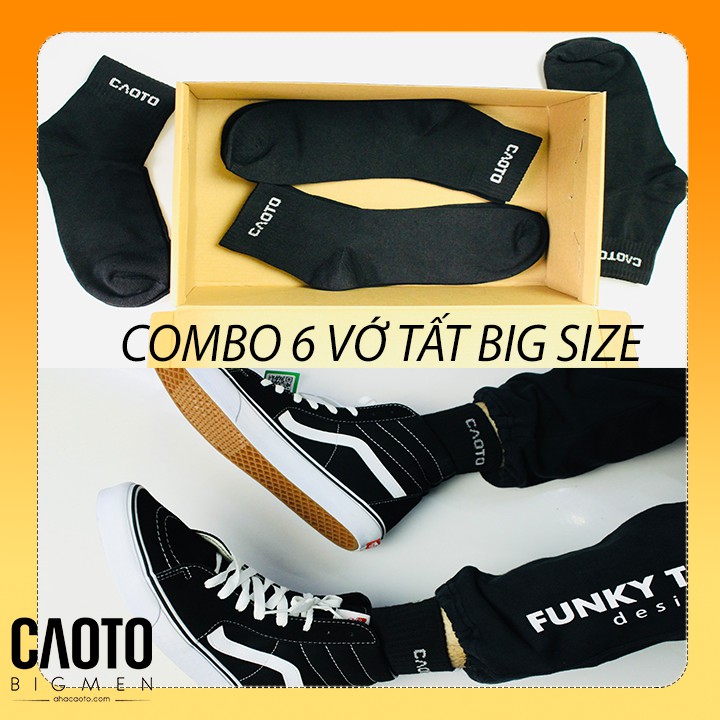 Combo 6 Vớ Tất Big Size Nam Thời Trang Full Đen Size Lớn 44 45 46 47 48 49