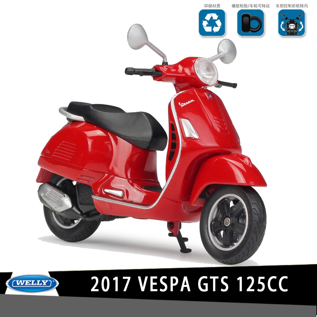 Willie WELLY VELLY VESPA GTS 125CC  Hợp Kim Được Ủy Quyền Xe Máy Mô Hình 1: 18 Xe Tay Ga Retro Thời Gian Cừu Nhỏ Bộ Sưu Tập Trang Trí