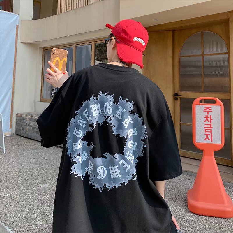 Áo Thun Tay Ngắn Dáng Rộng In Chữ Phong Cách Hip Hop Đường Phố Hàn Quốc Thời Trang Mùa Hè Cho Nam Và Nữ