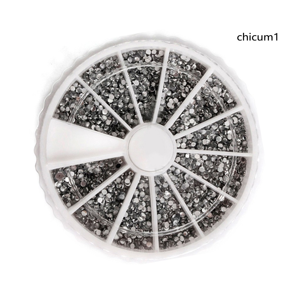 [Hàng mới về] Hộp 2400 hạt đá tròn 3D 1.5mm đính trang trí móng tay nghệ thuật thời trang