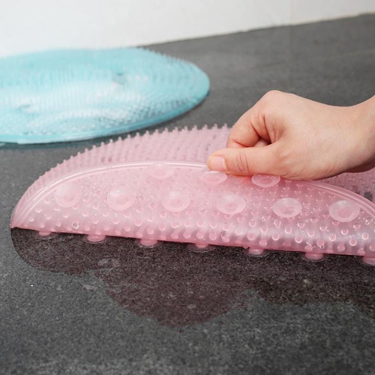 Miếng Đệm Kỳ Lưng Chà Chân Gắn Tường / Sàn Nhà Tắm Có Giác Hút Bằng Silicon