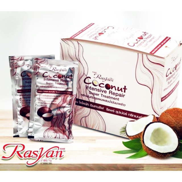 Kem Ủ Tóc Dừa Siêu Mềm Mượt RASYAN Coconut Intensive Repair Super Treatment 30ml - Thái Lan