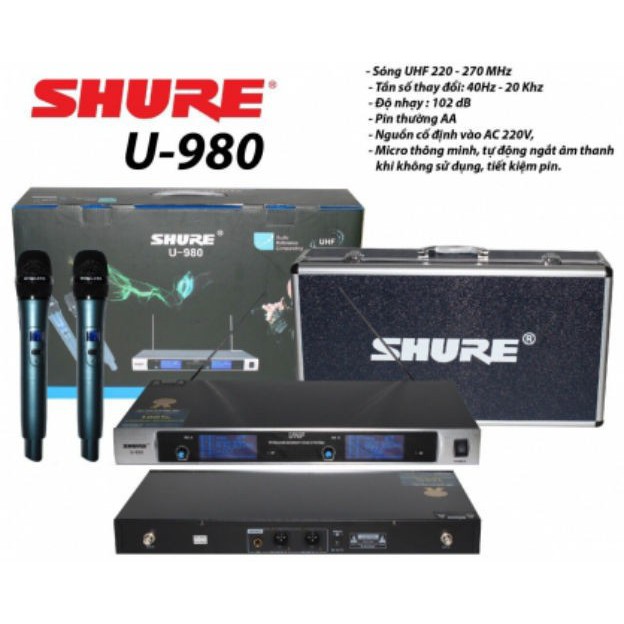 MICRO KHÔNG DÂY SHURE. U980 - cao cấp