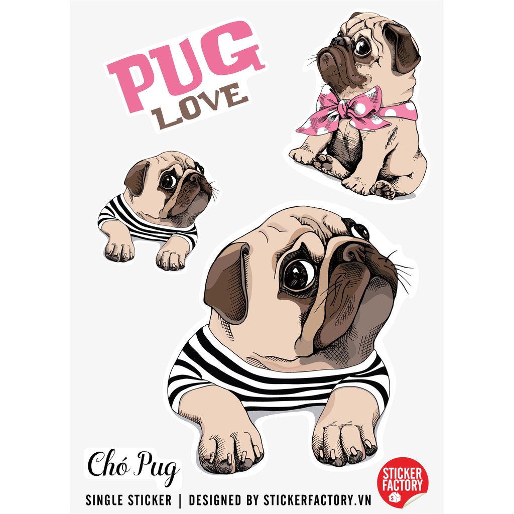 Sticker decal single hình dán lẻ STICKER FACTORY - Chủ Đề Chó Pug