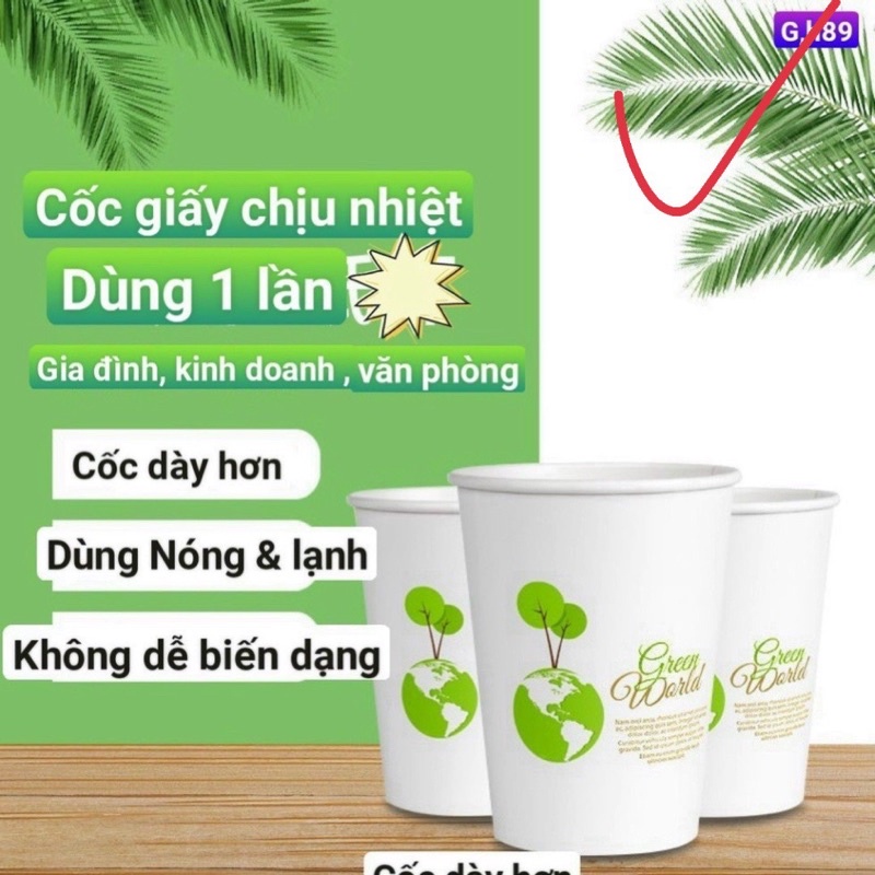 combo 50 cái Cốc giấycáiLy giấy Chịu Nhiệt Dùng 1 Lần,An Toàn Sức Khoẻ,Thân Thiện Môi Trường, gói 50 cái 250ml không nắp