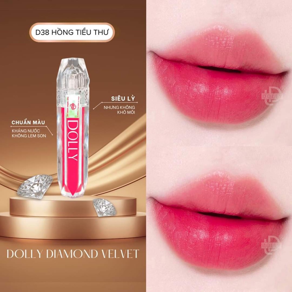 Son Kem Lì  DOLLY DIAMOND VELVET Không Chì Cao Cấp NEW 2022