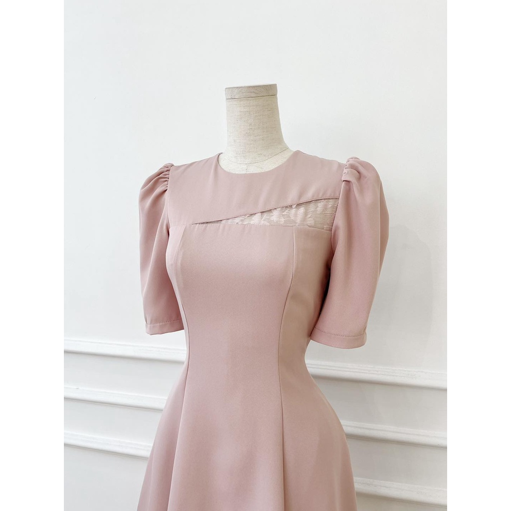 [HÀNG THIẾT KẾ CAO CẤP] Đầm Xòe Khoét Ngực Phối Ren Công Sở / Đi Tiệc Màu Pastel Sang Trọng Form Ngắn